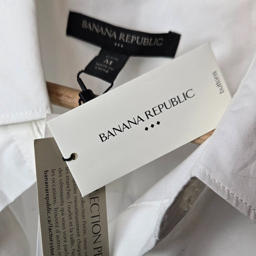 Banana Republic Factory White Sleeveless Button-Down Tunic Shirt Dress - Picture 7 of 9